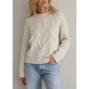 NWT ana Womens Cable Knit Funnel Neck Sweater XXL Cream Pullover Cozy Chunky